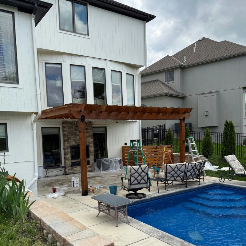 White house with swimming pool